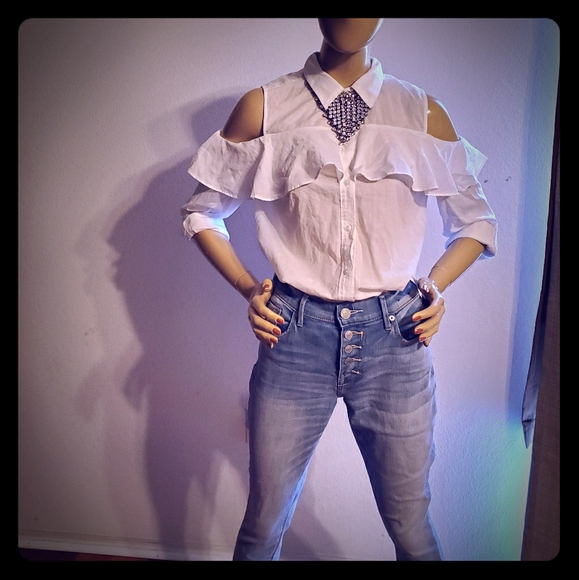 Convertible Sleeve Ruffle Top - Picture 1 of 3